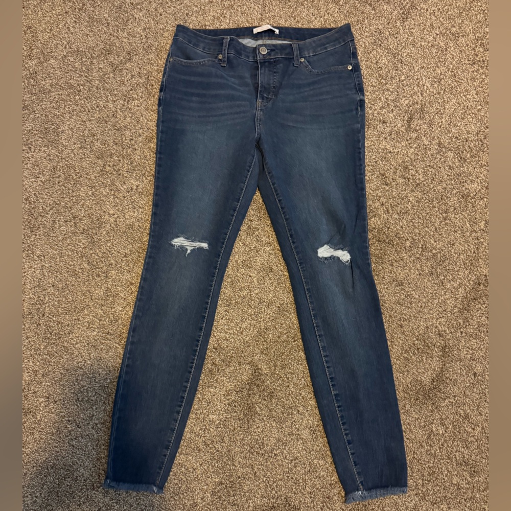 LC Lauren Conrad Dark Blue Distressed Skinny Jeans